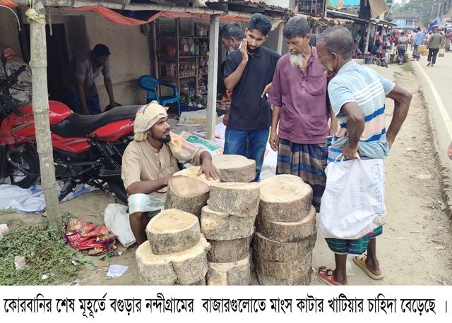 নন্দীগ্রামে ঈদুল আযহা উপলক্ষ্যে মাংস কাটার খাটিয়ার চাহিদা বেড়েছে
