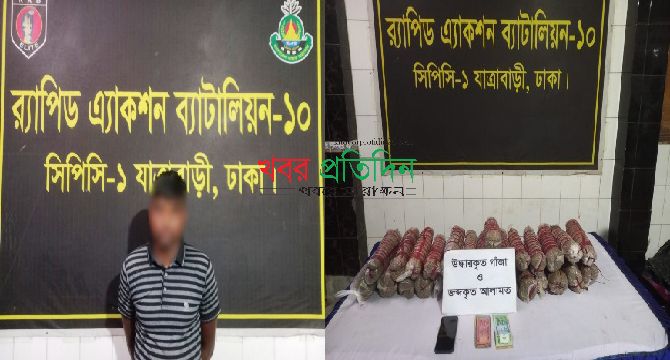 রাজধানীর সায়েদাবাদে ১৪ কেজি গাঁজাসহ একজন মাদক ব্যবসায়ী গ্রেফতার