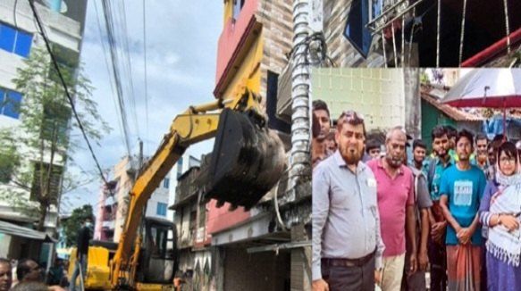 খালিশপুর হাউজিং এলাকায় অবৈধ স্থাপনা অপসারণে অভিযান কেসিসি’র