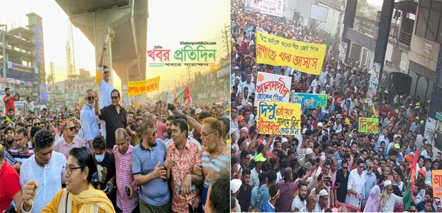 রূপগঞ্জে দিপু ভুইয়ার নেতৃত্ত্বে লাখো জনতার শোভাযাত্রা