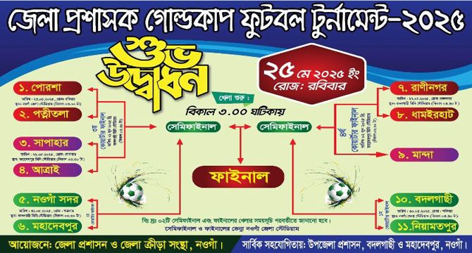 ৩০বছর পর আজ শুরু হচ্ছে নওগাঁ ডিসি গোল্ডকাপ ফুটবল প্রতিযোগিতা