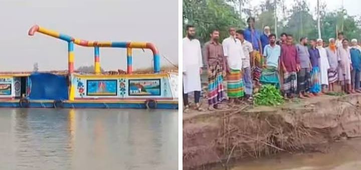 অবৈধ ড্রেজিংয়ে নদী ভাঙন,সংবাদ প্রকাশের পর প্রশাসনের অভিযান:ঠিকাদারকে জরিমানা