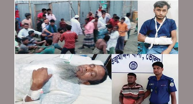 ভোলা তজুমদ্দিনে স্লুইসগেট নির্মাণ কাজের অনিয়ম অনুসন্ধানকালে সাংবাদিকদের উপর হামলা: গ্রেফতার ১