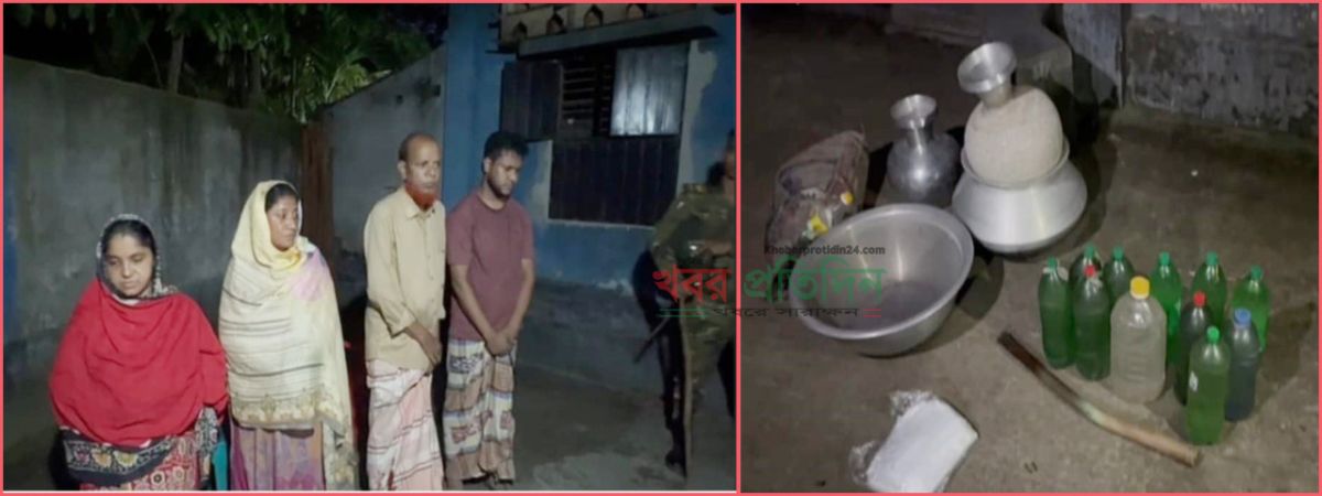 বড়াইগ্রামে সেনাবাহিনীর অভিযানে ৭০ লিটার চোলাই মদ উদ্ধার, গ্রেফতার ৫