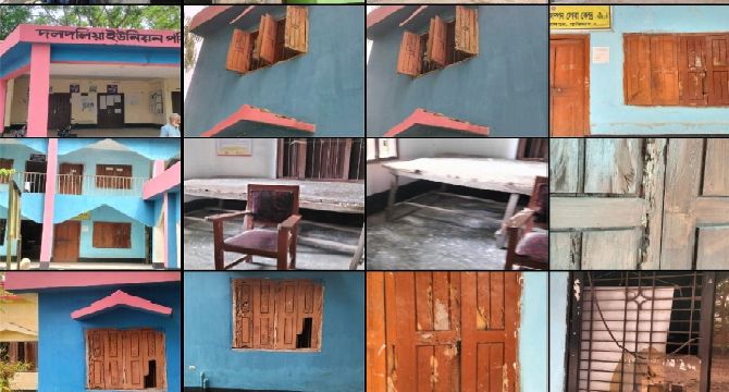 উপজেলার দলদলিয়া ইউনিয়ন পরিষদের সংস্কার কাজের নমুনা : অন্যদিকে উলিপুর উপজেলা প্রকৌশলীর পুকুর চুরি