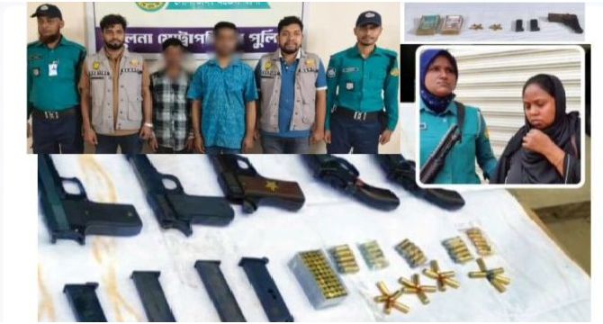 খুলনায় একদিনে তিন দফা সফল অভিযান: মাদক, অস্ত্র ও গুলিসহ পাঁচ জন কে গ্রেফতার করেছে