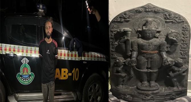 ফরিদপুরের আলফাডাঙ্গায় ১১৮ কেজি ওজনের কষ্টিপাথর মূর্তিসহ পাচারকারী চক্রের প্রধান সাদ্দাম শেখ’কে গ্রেফতার করেছে র‌্যাব-১০