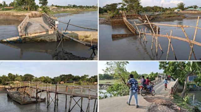 ভেঙে পড়েছে সাতক্ষীরার মরিচ্চাপ নদীর ওপর নির্মিত ৭টি ব্রিজ. ভাঙন ঝুঁকিতে আরও কয়েকটি