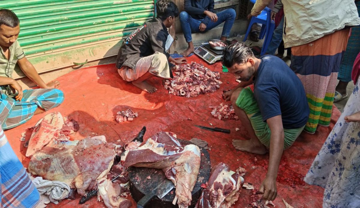 আশুলিয়ায় সরকারি আইন অমান্য করে যেখানে-সেখানে গরু জবাই ও মাংস বিক্রি