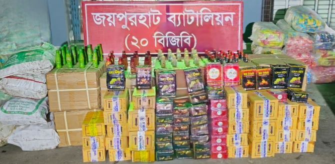 জয়পুরহাটে বিজিবির অভিযানে অবৈধ যৌন উত্তেজক সিরাপ ও ভেজাল খাদ্যদ্রব্য জব্দ, মালিক পলাতক