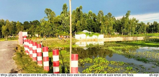 উলিপুরে নালার মূখে প্রাচীর নির্মাণ করায় হাজার একর ফসল নষ্ট হওয়ার আশংকা