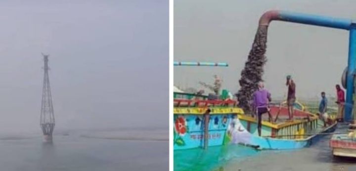 শিবালয়ের যমুনায় জাতীয় গ্রিড টাওয়ার সংলগ্ন এলাকায় অবৈধ বালু উত্তোলন, ঝুঁকিতে বিদ্যুৎ সঞ্চালন লাইন ও বসতবাড়ি
